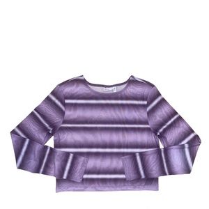 mesh cropped purple striped top